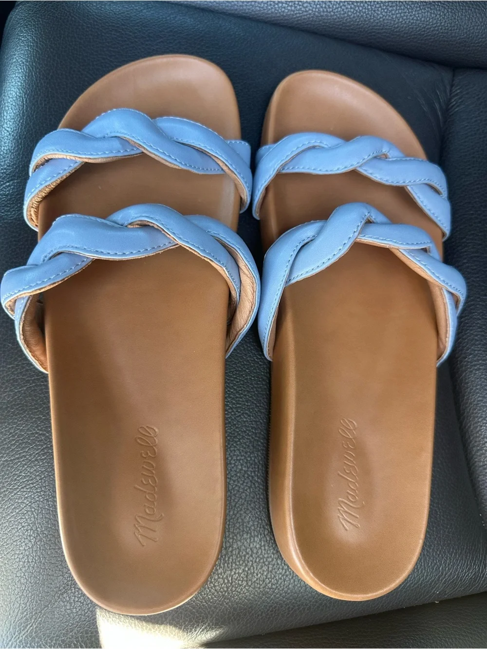 Madewell The Walker Slides Sandals in Serene Blue Size 9